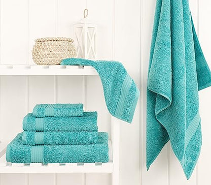 Cotton Paradise 100% Cotton Turkish Towel Set, Soft Absorbent Quick Dry, 6 Piece Towel Set, Turquoise - color: Turquoise