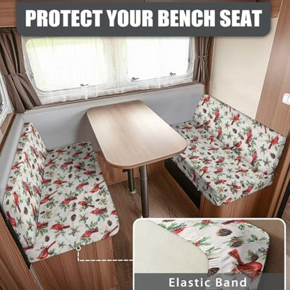 SEANATIVE Cardinal Birds RV Sofa Split Seat Cover 2-Piece Set Dinette Cushion Covers Replacement Camper Couch Cover Sofa Seat Cushion Slipcovers Dust Proof Bench Slip Cover Rectangle - color: Cardinal Birds