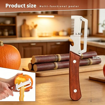NEW Premium Vegetable Peeler with Wooden Handle and Bottle Opener: 2-in-1 Stainless Steel Kitchen Tool for Fruit Apple Potato Pumpkin Papaya (1Pack) - color: 1Pack