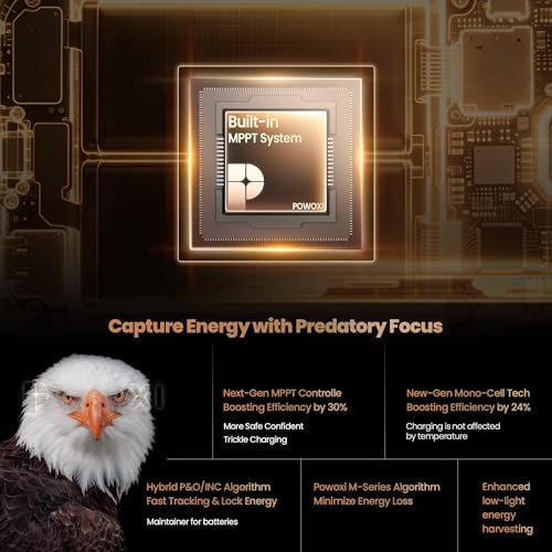 POWOXI 12V Solar Car Battery Charger: 12W Solar Trickle Charger Maintainer with MPPT Controller for Car - RV Boat Marine Motorcycle - Solar Panel Kit for Automotive Trailer Truck Snowmobile Tractor - size: MPPT Pro-12W