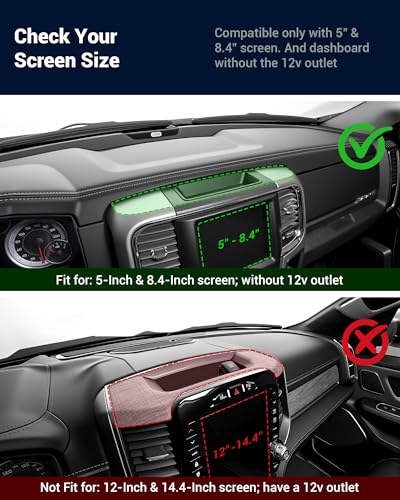 Dashboard Storage Organizer Compatible with Dodge RAM 1500/2500/3500 2013-2018 Only 5" and 8.4" Screen Dash Storage Tray Replacement for Ram 1500 Accessories (Not for 12"/14.4") - size: 2013-2018