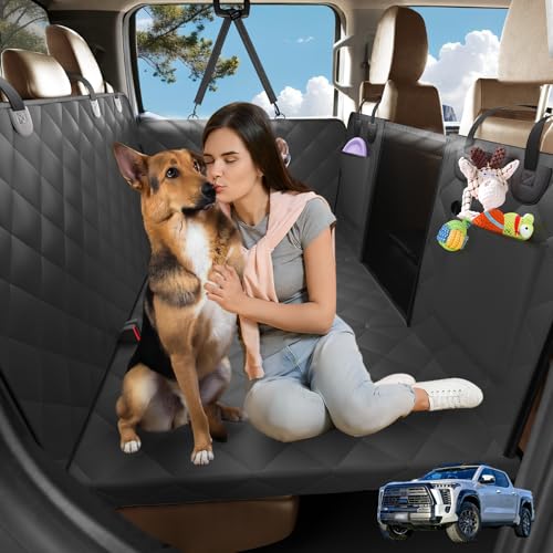 Truck Dog Seat Cover Back Seat, Hard Bottom Dog Hammock for Car, Waterproof XL Large Soft Pet Extender Travel Bed Supports 400lbs, Durable Platform Protector Full Size Crew Cab Rear Seat - color: Black, size: XL - Full-Size Crew Cab Trucks