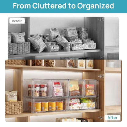 Vtopmart 6 Pack Stackable Storage Drawers, Easily Assemble Clear Plastic Organizer Bins, 2 Wide Drawers and 4 Medium Drawers for Pantry, Kitchen Cabinet, Bathroom, Closet Organization and Storage - style: 2 Wide+4 Medium