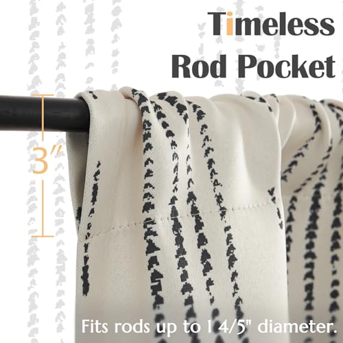 jinchan 95% Blackout Boho Kitchen Curtains 24 Inches Cafe Tier Curtains Bohemian Small Drapes for Bedroom RV Basement Half Window Room Darkening Thermal Insulated 2 Panels Black on Beige - color: 95% Blackout | Black on Beige, size: 25"W x 24"L (Pack of 2