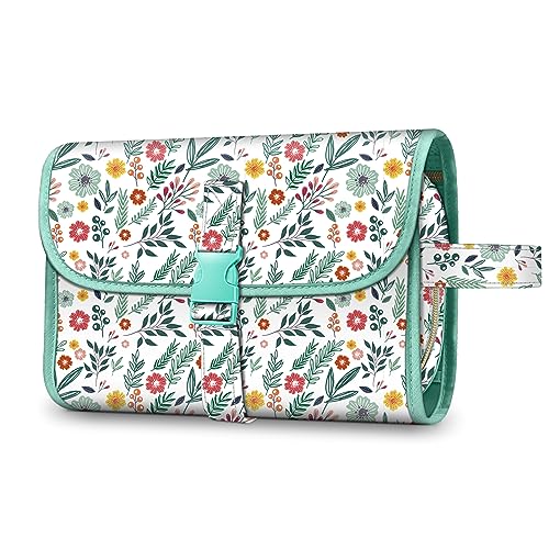 Fintie Portable Toiletry Cosmetic Travel Bag, Large Water Resistant Hanging Makeup Organizer Storage Pouch Case for Women Girls, Spring - color: Spring