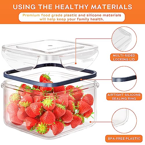 54 PCS Food Storage Containers with Lids Airtight (27 Lids &27 Containers) Leakproof Meal-Prep Kitchen Organization,Reusable Containers for Food Plastic Microwave/Dishwasher Safe with Labels & Pen - color: Transparent-54