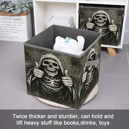 Skull Thumbs Up Foldable Storage Box with Handle Organizer Containers for Home Office Clothes Office Supplies - color: style-4-1
