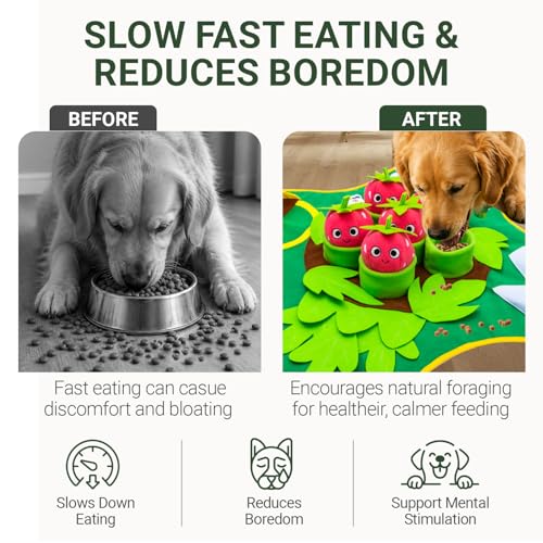 Snuffle Mat for Dogs 28.3" x 28.3" - Large Dog Slow Feeder Enrichment Foraging - Sniff Mat for Puppies and Pets - Interactive Nosework Washable