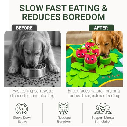 Snuffle Mat for Dogs 28.3" x 28.3" - Large Dog Slow Feeder Enrichment Foraging - Sniff Mat for Puppies and Pets - Interactive Nosework Washable