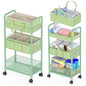 2in1 Baby Diaper Caddy Organizer Cart, 3-Tier Rolling Cart, Metal Diaper Caddy Carts, Bedside Carts for Nursery Essentials Storage, Detachable Dividers, Large Capacity, Green - color: Green
