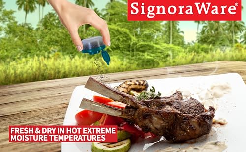 SIGNORAWARE Salt and Pepper Shakers Moisture Proof Set of 2 Small Mini Salt Shaker to go Camping Picnic Outdoors Kitchen Lunch Boxes Travel Spice Set Clear with Red Covers Plastic Airtight Dispenser - color: Teal