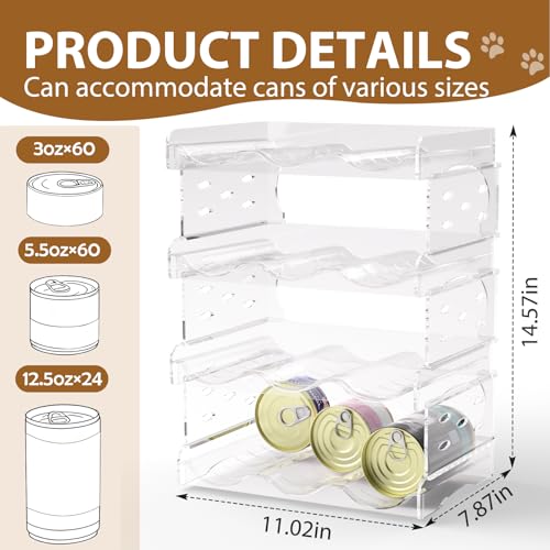 Flenpptly Cat Food Can Organizer, 4-Tier Cat Food Organizer, Transparent Can Organizer for Pantry, Canned Food Organizer Holds 60 (3oz) Cans, Pantry Can Organize (4-Tier) - size: 4-Tier