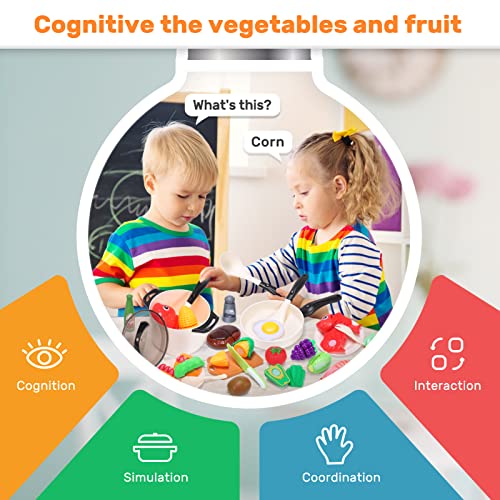 CUTE STONE Play Kitchen Accessories Toy, Play Food Sets for Kids Kitchen, Pretend Kitchen Set for Kids with Play Pots, Pans, Toddler Kitchen Playset Kitchen Toys for Girls Boys - style: White Cooking Set