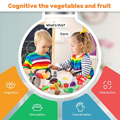 CUTE STONE Play Kitchen Accessories Toy, Play Food Sets for Kids Kitchen, Pretend Kitchen Set for Kids with Play Pots, Pans, Toddler Kitchen Playset Kitchen Toys for Girls Boys - style: White Cooking Set