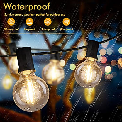 100FT LED Outdoor String Lights Patio Light with 52 Shatterproof G40 Dimmable Globe Bulb, 2-Pack 50FT Waterproof Outside Hanging String Light for Christmas Backyard Porch Balcony Gazebo Party - size: 100FT(50*2)