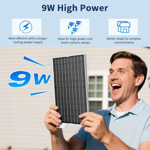 2 Pack 9W Solar Panels- IP65 Waterproof, High Efficiency Charger with 10FT USB-C Cable and Micro USB Adapter, Works in -4°F~176°F, for Outdoor Cameras, Smartphones and All DC 5V Devices