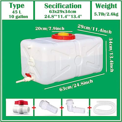 12 Gallon Portable Water Tank with Spigot&Hose, Water Storage Container for Camping, RV, Truck, Emergency Preparedness（Thickening） - color: 12 Gallon