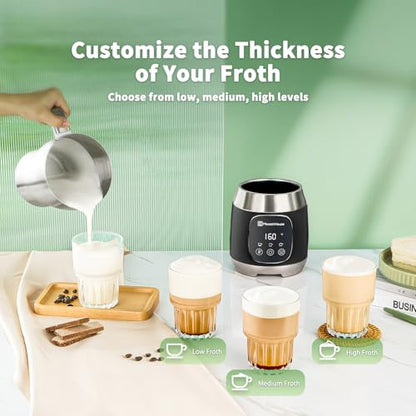 Maestri House Milk Frother, Variable Temp and Froth Thickness DualFro 600 Milk Frother Steamer, 21OZ Smart Touch Control Milk Warmer, Dishwasher Safe, Memory Function for Latte&Hot Chocolate (Black) - color: Black