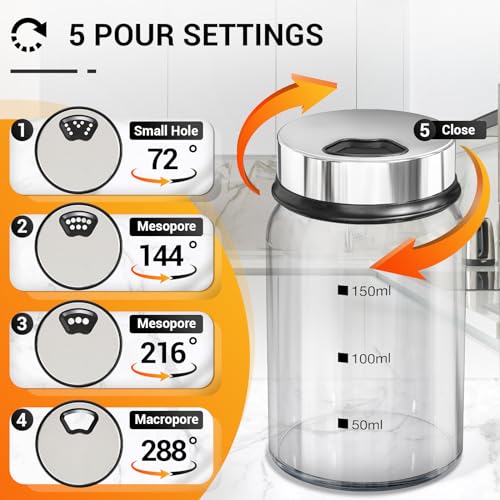 Segarty Glass Spice Jars, 3 Pack 5oz Spice Jars with Label, Empty Spice Containers with Shaker Lids, Seasoning Bottles with 136 Stickers, 1 Marker Pen and 1 Brush, Salt Pepper Shakers Set - size: 5oz / 150ml