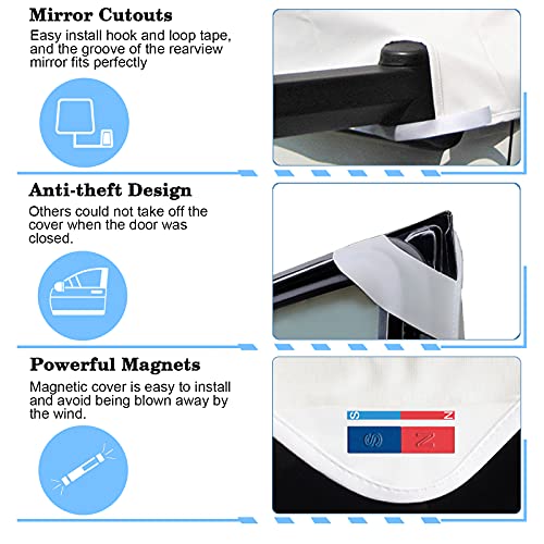 RV Windshield Cover Compatible with Class C Ford 1997-2026, UV Block Offer Complete Privacy with Light Preserves Interior (White Color with Mirror Cutouts)