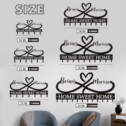 Dyoart Personalized Couple's Name Key Rack, Wall Mounted Metal Key Holder for Housewarming Gifts,ignent Bedding - color: 01 Heart