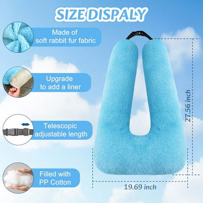 Swemos Travel Pillow, Car Pillow for Kids & Adults - Ergonomic Travel Pillows Sleeping Aid for Neck & Body Support, Car Travel Essentials Pillow on Road Trips-Gray (Blue) - color: Blue
