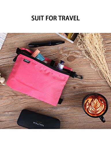 GOX Small Toiletry Bag for Men Bulk Cosmetic Bag Dopp Kit Carry On Zipper Pouch Organization Nylon Small Packing Sack Water Repellent - color: Pink