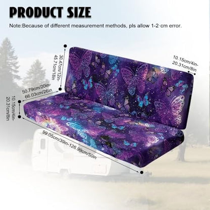 Galaxy Butterfly Print RV Dinette Cushion Covers Wear-Resistan Camper Seat Covers Dinette Booth Flannel RV Couch Protector Include 1 Backrest Cover and 1 Bench Cover - color: Galaxy Butterfly