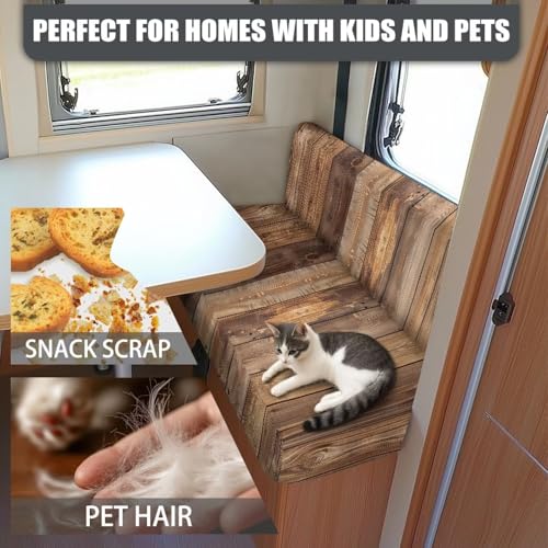 NDISTIN Wood RV Dinette Cushion Covers 2Pcs RV Dinette Cushion Covers Wood Stretchable Washable Couch Cover Replacement Stretch Sofa Furniture Protector for Travel Trailer Couch - color: Wood