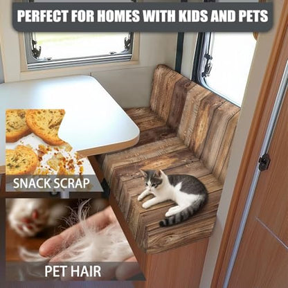NDISTIN Wood RV Dinette Cushion Covers 2Pcs RV Dinette Cushion Covers Wood Stretchable Washable Couch Cover Replacement Stretch Sofa Furniture Protector for Travel Trailer Couch - color: Wood