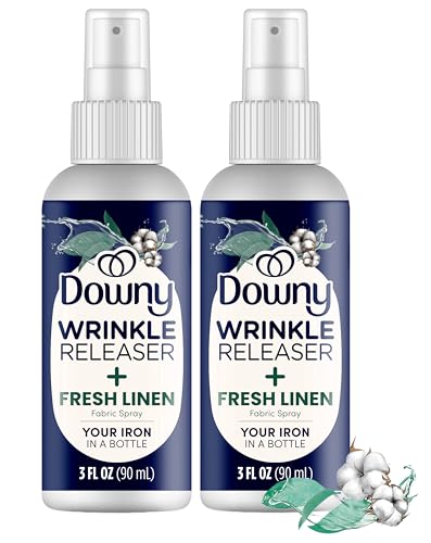 Downy Wrinkle Releaser Spray All In One Wrinkle Release Spray Travel Size, Odor Eliminator, Static Remover Fabric Refresher & Ironing Aid for Clothes 3 Fl Oz (Pack of 2), Crisp Linen Scent - size: 3 Fl Oz (Pack of 2)