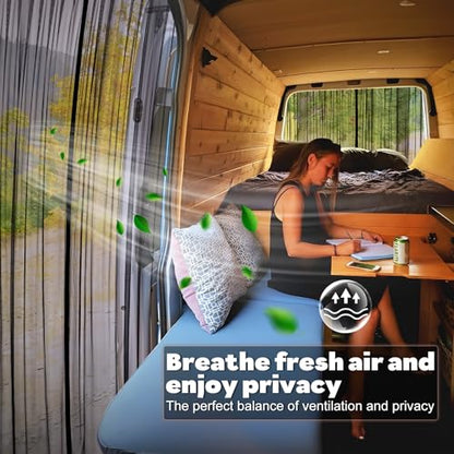 XCBYT Van Bug Screen | Magnetic Closure Window Screen for Camping | Van Life Essential | Fits Standard Roof Mercedes Sprinter, Mid/High Roof Ford Transit & RAM ProMaster Sliding Doors (71”H x 59”W) - size: Side Door-Middle (71" H × 59" W)