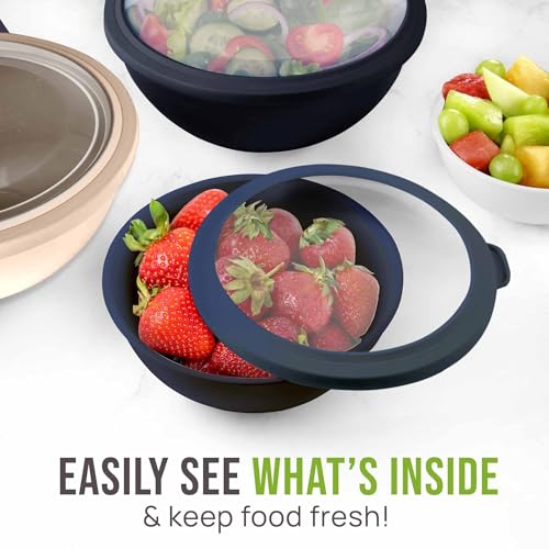 Zulay Kitchen 12 Piece Plastic Mixing Bowls with Leak-Proof Lids Set - Microwave and Freezer Safe Kitchen Mixing Bowls for Preparing, Serving and Storing - Large Nesting Bowls (Navy Ombre) - color: Navy Ombre