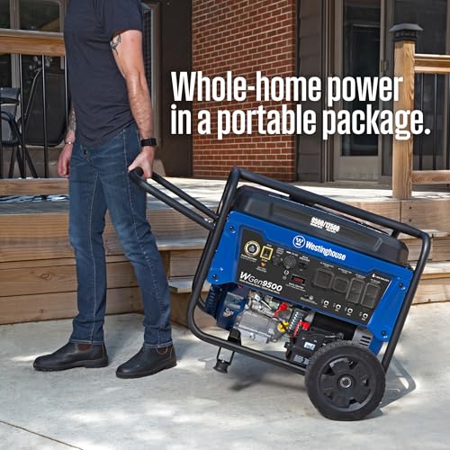 Westinghouse Outdoor Power Equipment 12500 Peak Watt Home Backup Portable Generator, Remote Electric Start with Auto Choke, Transfer Switch Ready 30A & 50A Outlets, Gas Powered - style: 12500 Watts - Gas Only