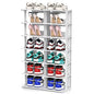 ZOINLIY Stackable Shoe Organizer for Closet, Small Shoe Rack for Entryway, Bedroom, Dorm Rooms, Free Standing Shoe Shelf, Plastic Shoe Cubby for Small Space, Grey Space Saver Shoe Holder - size: 7 Tiers, 2 Columns