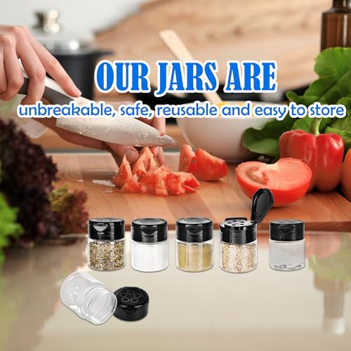 20 Pack 1 oz Plastic Spice Jars with Black Flip and Sift Caps Empty Spice Bottles Small Seasoning Containers for Camping Travel Kitchen