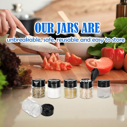 20 Pack 1 oz Plastic Spice Jars with Black Flip and Sift Caps Empty Spice Bottles Small Seasoning Containers for Camping Travel Kitchen