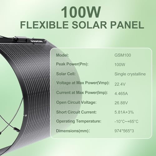 100W Flexible Solar Panel, Bendable 12V Monocrystalline, Ultra-Thin Bendable 3mm, Mono Off-Grid Charger for Marine RV Cabin Van Car Boat Curve Surfaces - size: 100W Panel