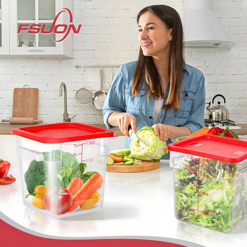 4 Pack Clear Food Storage Containers with Lids and Handles Polycarbonate Square Commercial Food Containers, NSF (8Qt) - color: 8Qt
