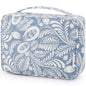 Mossio Hanging Toiletry Bag with Sturdy Hook - Large Portable Cosmetic Makeup Travel Organizer for Men & Women - color: Blue Leaf