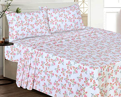 RUVANTI 100% Cotton Percale Sheets King Size, Bloomex | Crisp Cooling, Deep Pocket 16", Soft Breathable & Durable, Hotel-Style, 4 Piece Set - color: Bloomex, size: King