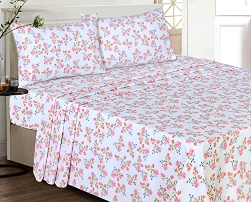RUVANTI 100% Cotton Percale Sheets Full Size, Bloomex | Crisp Cooling, Deep Pocket 16", Soft Breathable & Durable, Hotel-Style, 4 Piece Set - color: Bloomex, size: Full