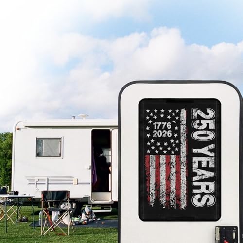 250 Years of American RV Trailer Door Window Shade 16x25 Collapsible RV/Camper Door Window Sun/Privacy Shade Thicken RV Blackout Window Cover Fabric Gift for Holiday - color: 250 Years of American Flag