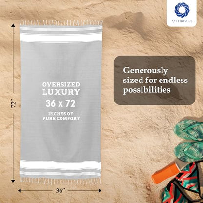 Cotton Turkish Beach Towel with Towels Oversized 36"x72" Pool Absorbent Extra Large Quick Dry Sand Travel Towel (Light Grey, 2 Pack) - color: Light Grey, size: 2 Pack
