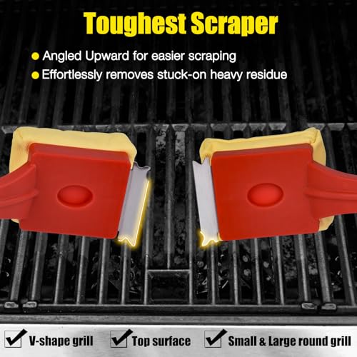 Grill Brush Bristle-Free – Steam Cleaning – Includes 2 Extra Brush Head – Heavy-Duty Barbecue Scraper,Red - style: Classic Red with 2 Extra Brush Head