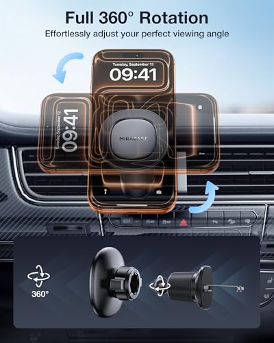 Miracase Car Phone Holder for Magsafe [Super Strong Magnets] Magnetic Phone Holders for Your Car, 360°Adjustable Air Vent Hands Free Cell Phone Mount Cradle (Matte Black, Regular) - color: Matte Black