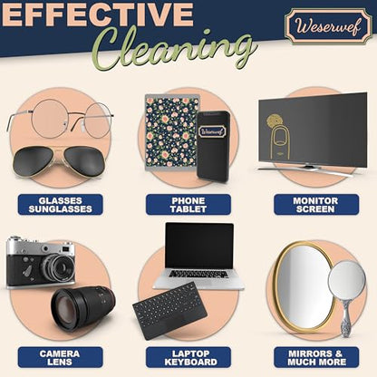 WESERWEF Design Microfiber Glasses Cleaning Cloth – Premium Cleaning Cloth for Eyeglasses, Screens, Tablets, Cameras & Lenses, 12" x 12", Ultra-Soft & Scratch-Free (Rose) - color: rose