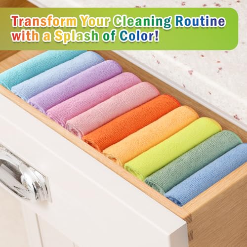 AIDEA Microfiber Cleaning Cloth, 20PK, Lint-Free Cleaning Rags, Microfiber Towels for Cars, Wash Cloths, Dusting Cloth for Home, Window, Cleaning Supplies, 11.5"×11.5" - color: Multicolor