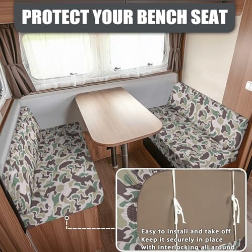 SEANATIVE Camouflage RV Dinette Cushion Covers Stretch Camper Cushion Cover Booth Seats Washable Sofa Furniture Protector Replacement Slipcovers for Travel Trailer Couch - color: Camouflage