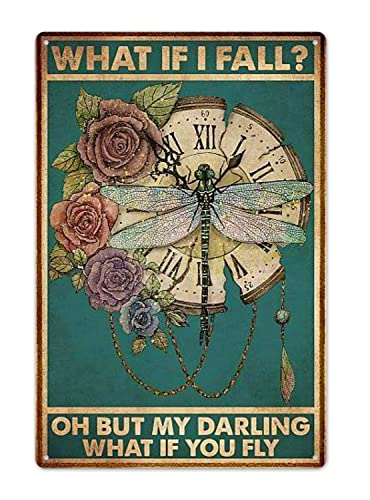Fmcmly What If I Fall？Oh But My Darling What If You Fly Vintage Metal Tin Signs Home Bar Kitchen Hotel Office Bedroom Living Room Cafes Wall Decor 8x12 Inch - color: Tin Sign04